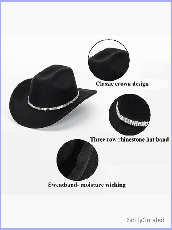 Glitter Rhinestone Cowgirl Hat - Sparkly Western Hat M-L main image 4